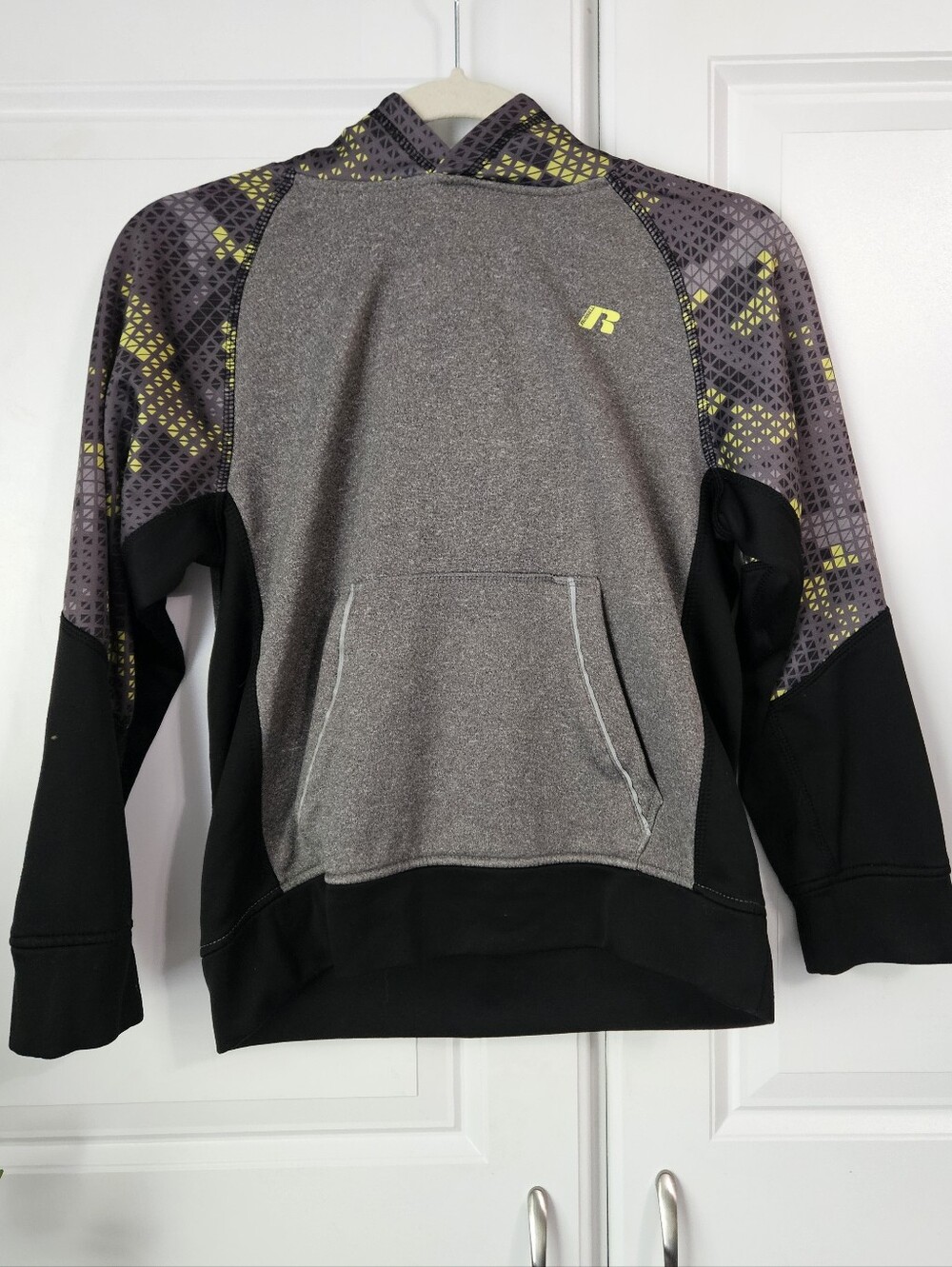 Russell Athletic Gray & Black Hoodie with Yellow Accents